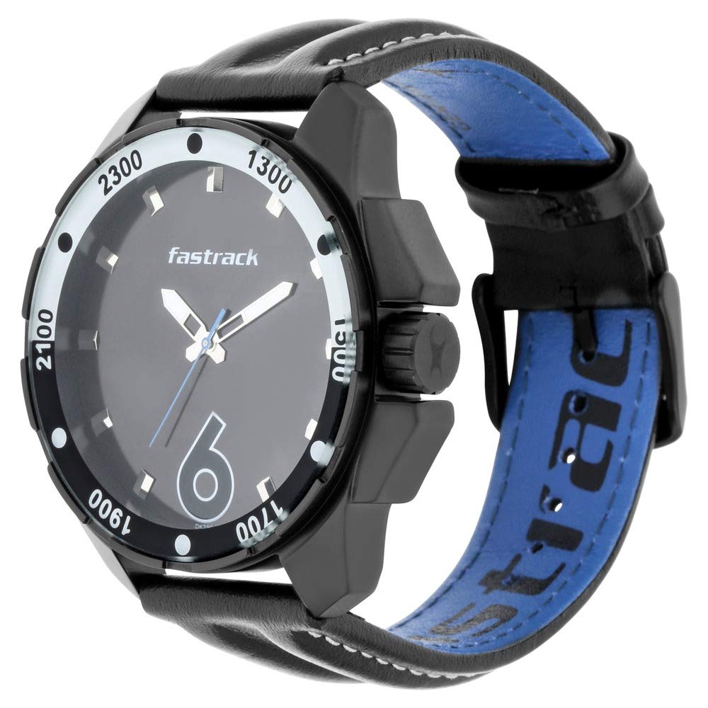 Fastrack Analog Men's Watch 3084NL05 | Leather Band | Water-Resistant | Quartz Movement | Classic Style | Fashionable | Durable | Affordable | Halabh.com
