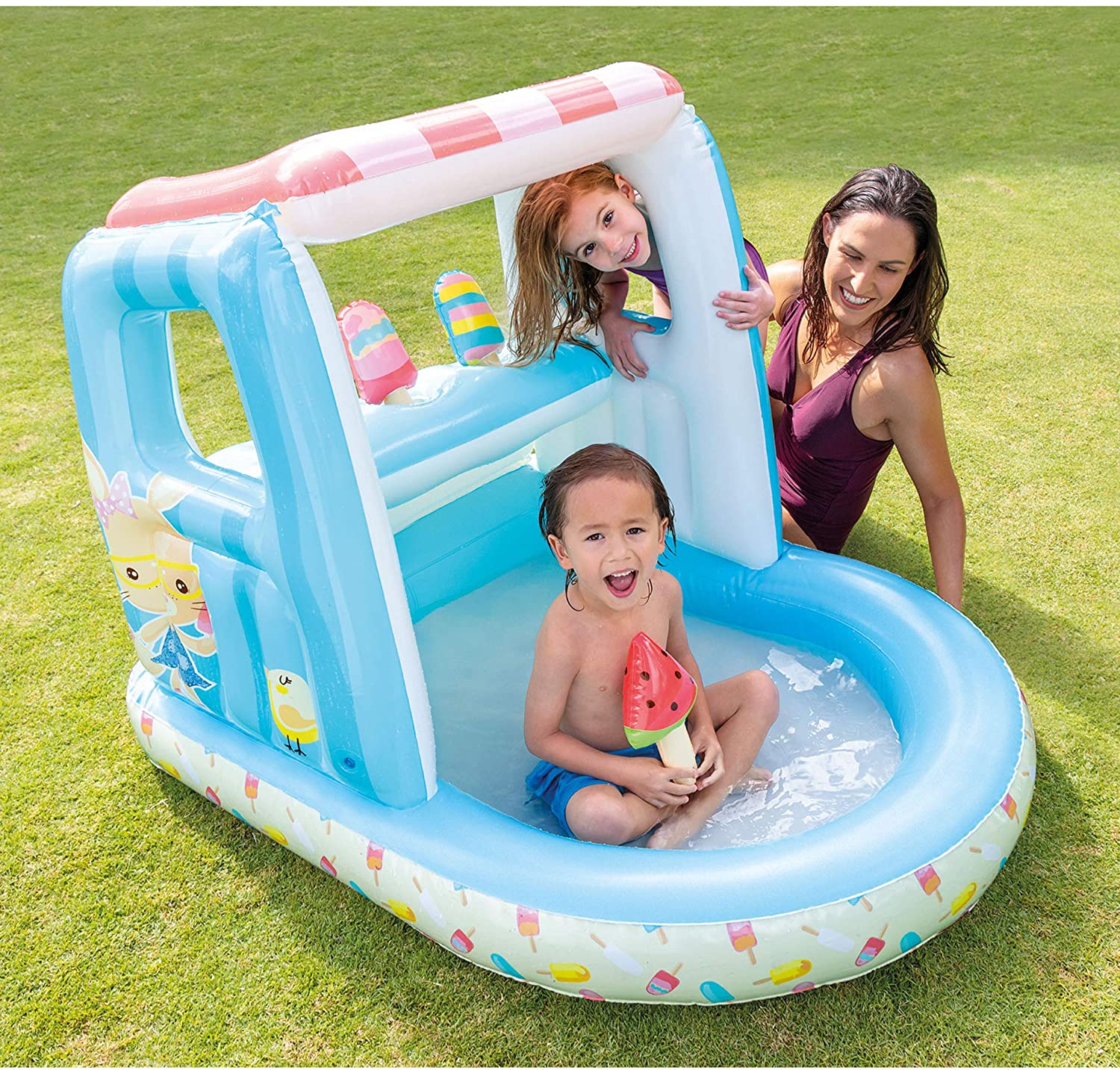 Intex Ice Cream Stand Inflatable Playhouse and Pool, for Ages 2-6, Multi, Model Number: 48672