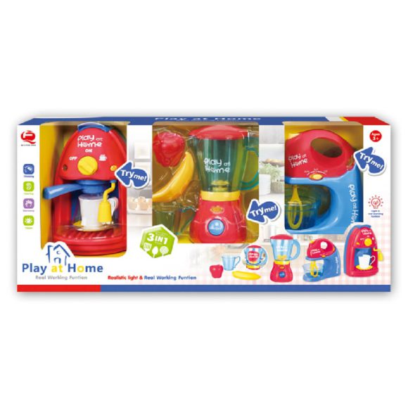Play At Home 3 in 1 Appliances Set Blender, Coffee Maker, Cake Mixer 3+