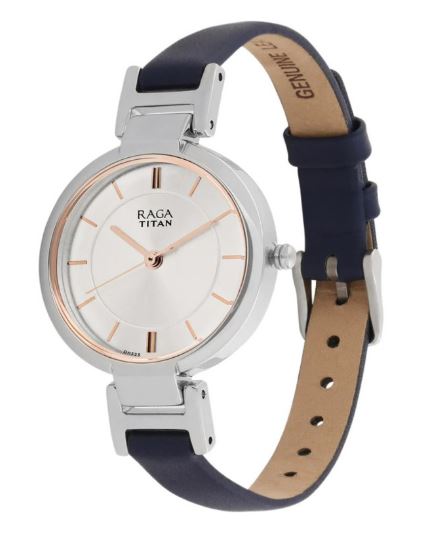 Titan Raga Viva White Dial Women Watch 2608SL01 | Leather Band | Water-Resistant | Quartz Movement | Classic Style | Fashionable | Durable | Affordable | Halabh.com