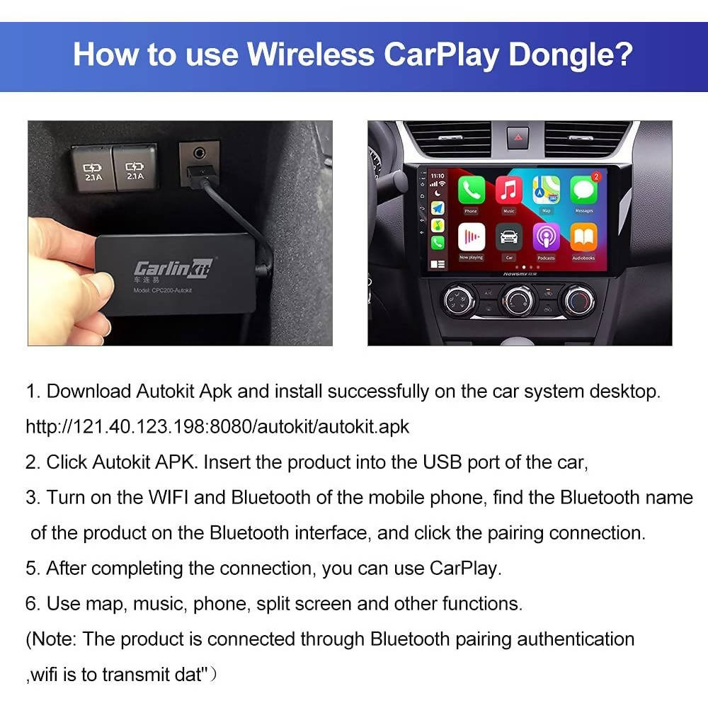 Carlinkit Wireless CarPlay Wired Android Auto Black