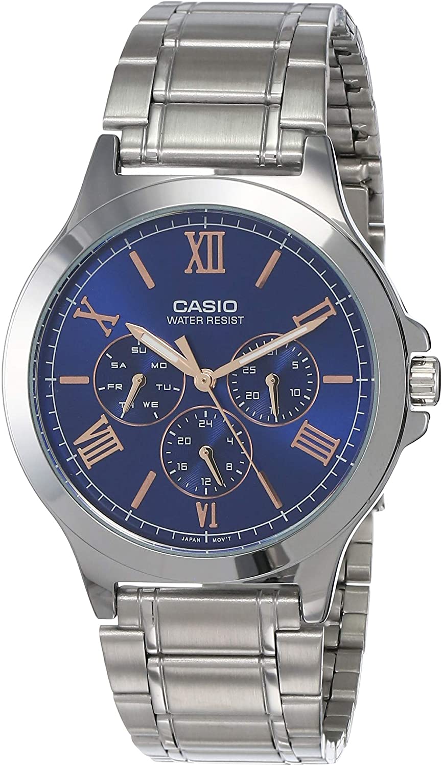 Casio Mens Analog Watch MTP-V300D-2AUDF | Stainless Steel | Mesh Strap | Water-Resistant | Minimal | Quartz Movement | Lifestyle | Business | Scratch-resistant | Fashionable | Halabh.com