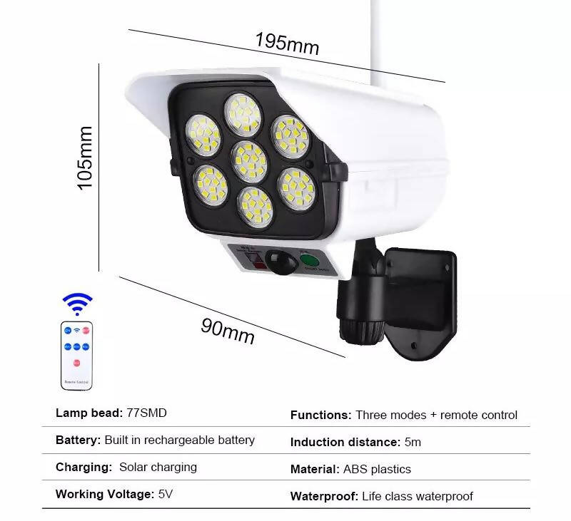 Solar Light Motion Sensor 77 LED Wall Lamp