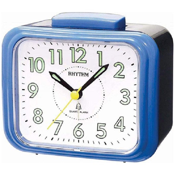  Rhythm Silent Alarm Clock CRA828NR04 | Reliable Timekeeping | Travel | Wake Up Routine | Snooze Function | Battery Operated | Portable | White Face | Halabh.com
