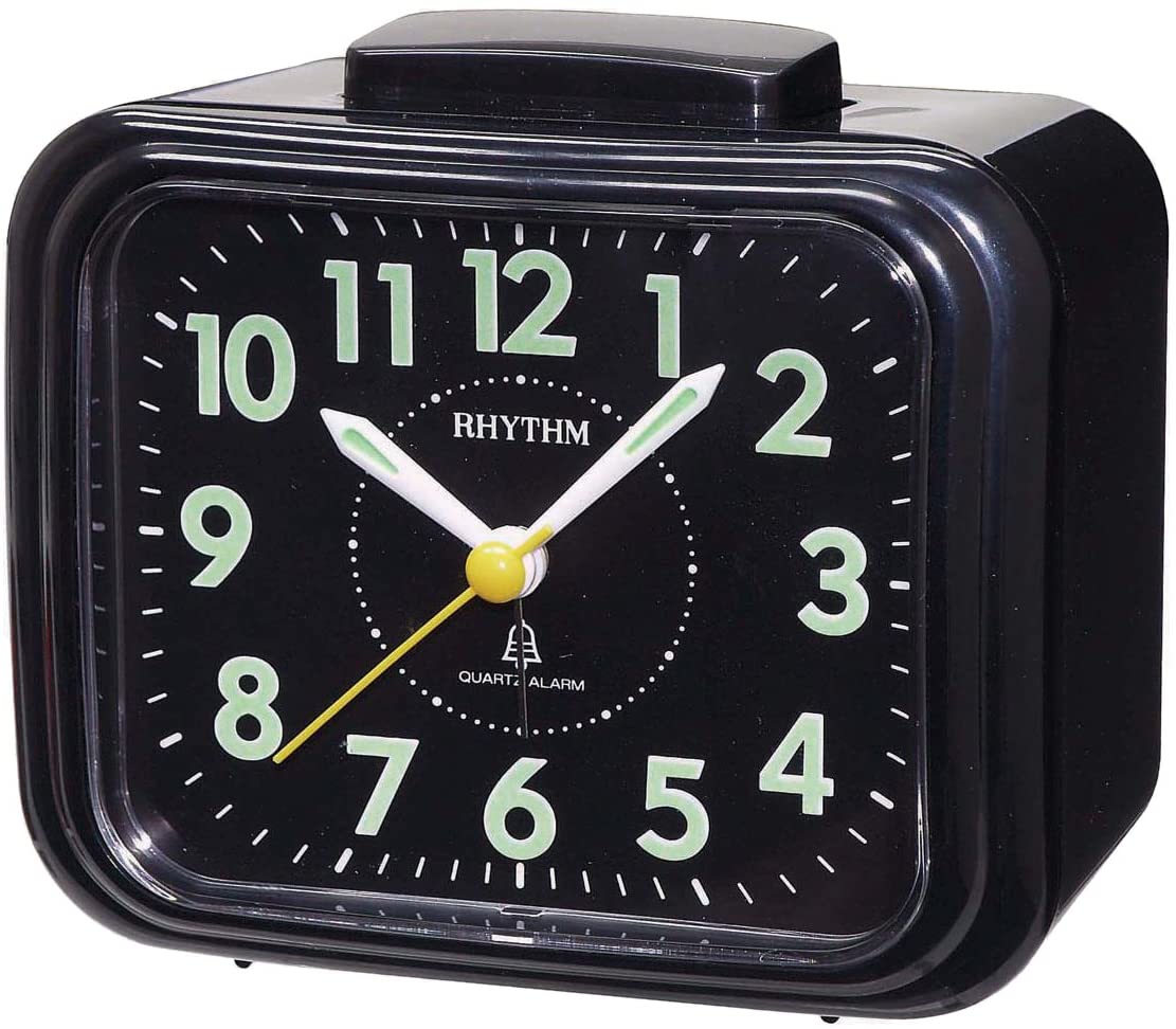 Rhythm Bell Alarm Clock CRA828NR02 | Reliable Timekeeping | Travel | Wake Up Routine | Snooze Function | Battery Operated | Portable | White Face | Halabh.com