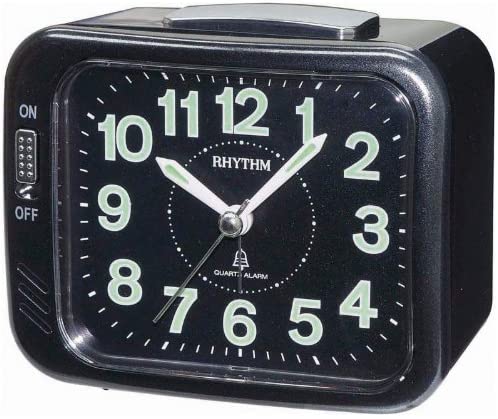 Rhythm Alarm Clock CRA829NR02 | Reliable Timekeeping | Travel | Wake Up Routine | Snooze Function | Battery Operated | Portable | White Face | Halabh.com