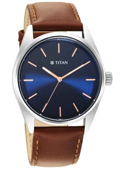 Titan Workwear Blue Dial Leather Strap Men's Watch