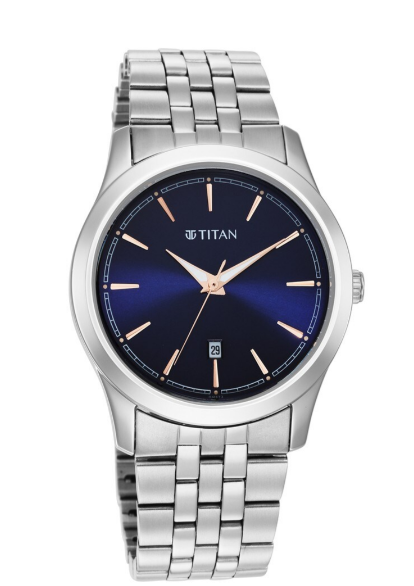 Titan Men's Watch Blue Dial 1823SM02 | Stainless Steel | Mesh Strap | Water-Resistant | Minimal | Quartz Movement | Lifestyle | Business | Scratch-resistant | Fashionable | Halabh.com