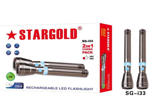 Stargold SG-I33 Rechargeable Led Flashlight Combo 2X3Sc