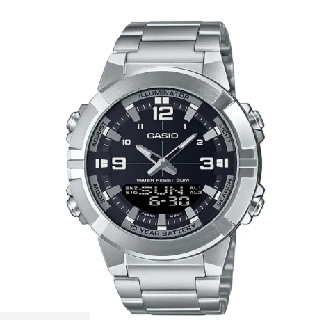 Casio Analog Men Watch AMW-870D-1AVDF | Stainless Steel | Mesh Strap | Water-Resistant | Minimal | Quartz Movement | Lifestyle | Business | Scratch-resistant | Fashionable | Halabh.com