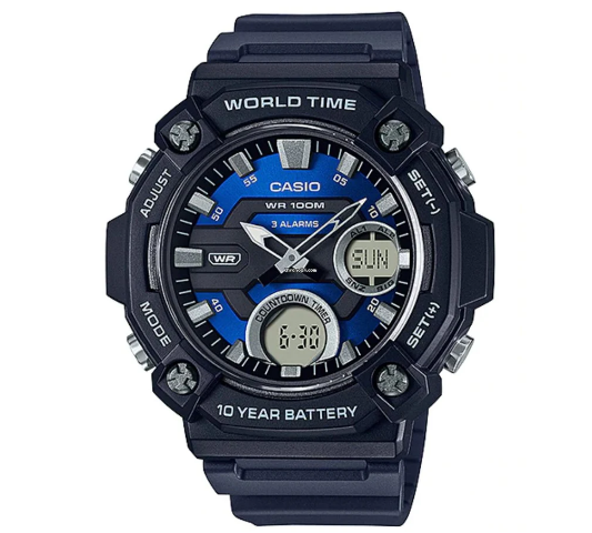 Casio Blue Resin Strap Men's Watch AEQ-120W-2AVDF | Resin | Water-Resistant | Minimal | Quartz Movement | Lifestyle| Business | Scratch-resistant | Fashionable | Halabh.com