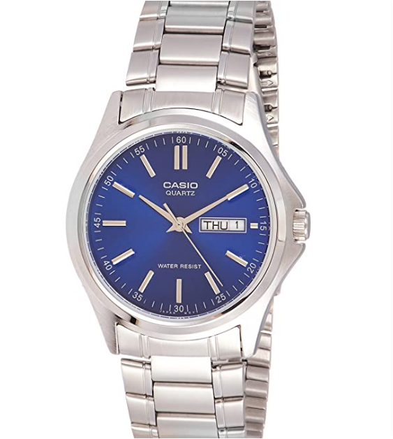 Casio Men's Blue Watch MTP-1239D-2ADF | Stainless Steel | Mesh Strap | Water-Resistant | Minimal | Quartz Movement | Lifestyle | Business | Scratch-resistant | Fashionable | Halabh.com