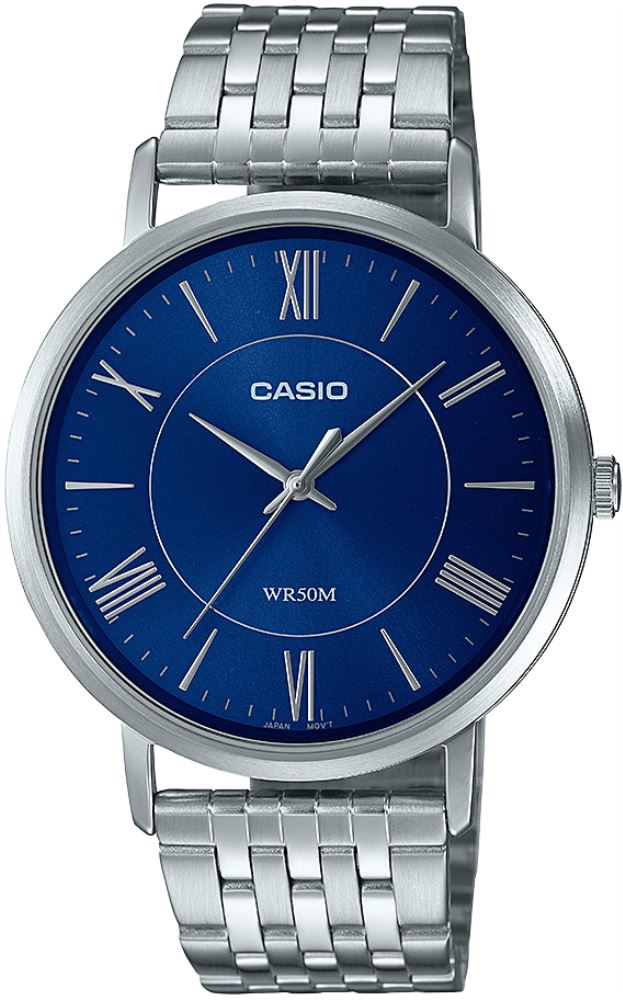 Casio Standard Blue Dial Watch MTP-B110D-2AVDF | Stainless Steel | Mesh Strap | Water-Resistant | Minimal | Quartz Movement | Lifestyle | Business | Scratch-resistant | Fashionable | Halabh.com