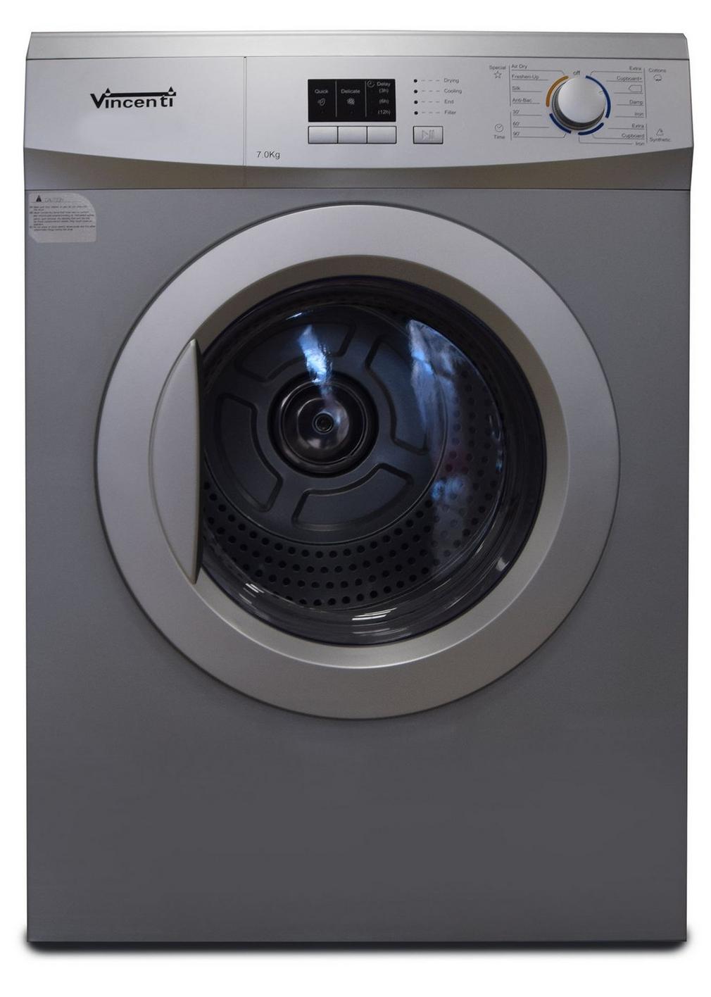 Vincenti Vented Dryer With Hose 7 kg Silver - VVD7S | Home Appliance & Electronics | Halabh.com