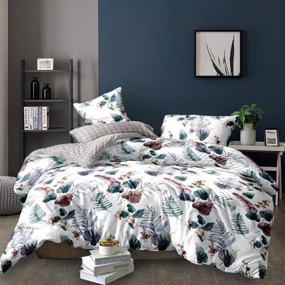 Elegant Green Flower Luxury Design King Size Bedsheet Pillowcase Cotton Fabric Duvet Cover Sets