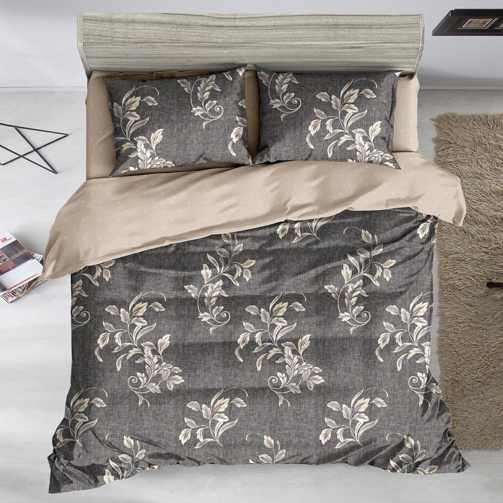 Nature's Secret Brown Floral Luxury Design King Size Bedsheet Pillowcase Cotton Fabric Duvet Cover Sets