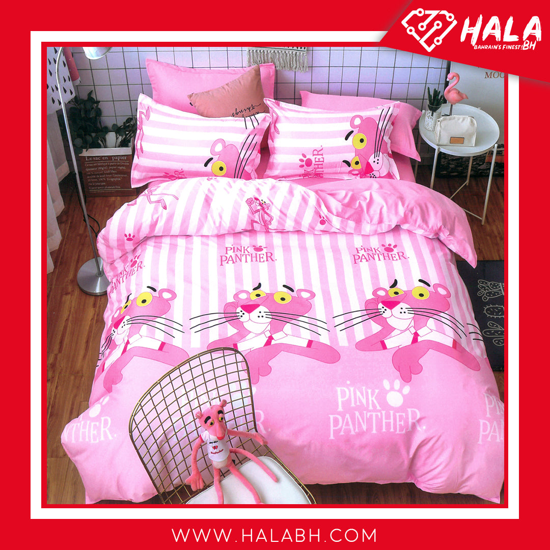 Pink Panther Design Single Size Bedsheet Pillowcase Cotton Fabric Duvet Cover Sets