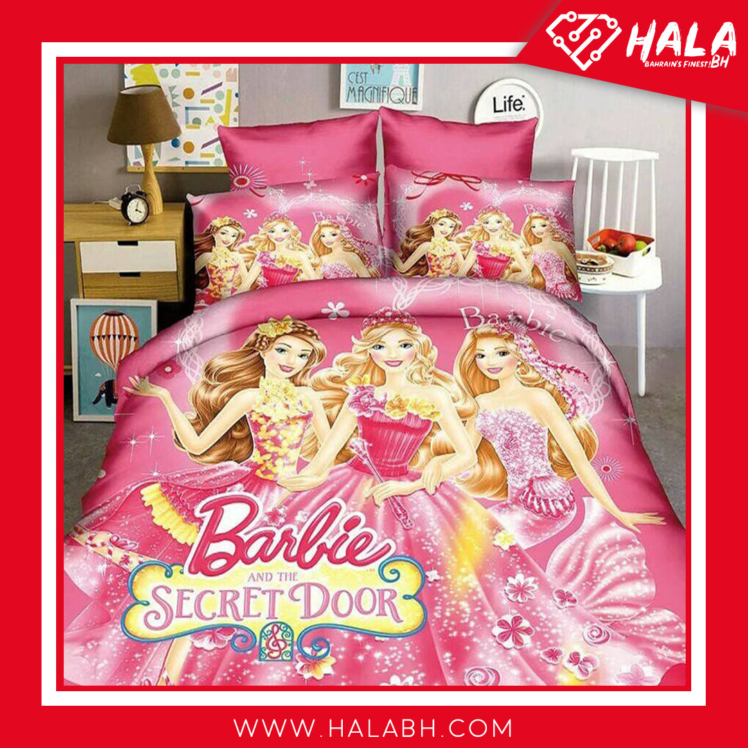 Barbie Design Single Size for Kids Bedsheet Pillowcase Cotton Fabric Duvet Cover Sets