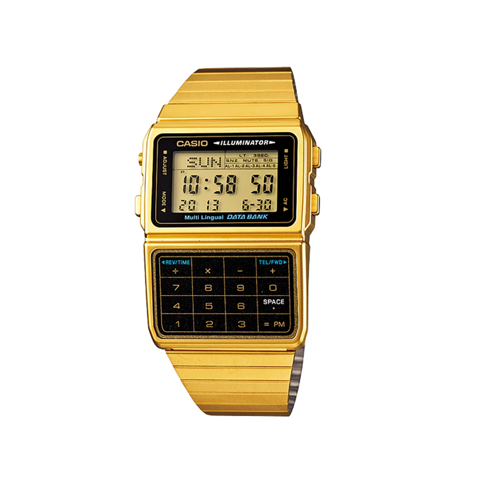 Casio Calculator Databank Gold Watch Unisex