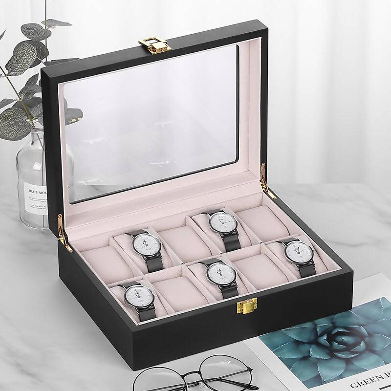 Watch Organizer Box For 10 Pieces WB-08 | watch storage | box | jewelry box | timepiece storage | luxury accessories | organizational products | elegant design | secure lock | Halabh.com