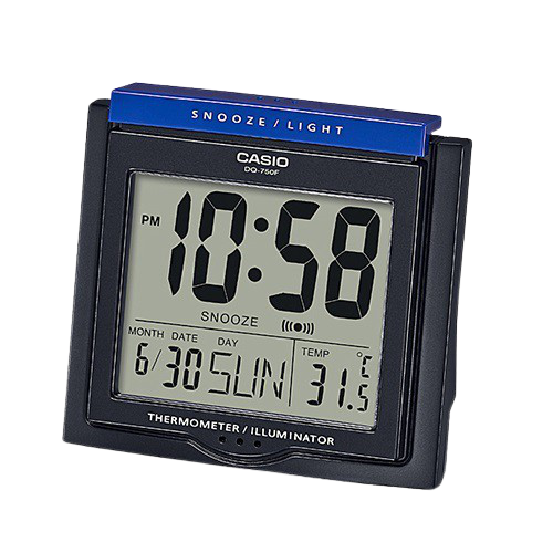 Casio Digital Temperature Alarm Clock DQ-750F-1DF  | Thermometer | Reliable Timekeeping | Travel | Wake Up Routine | Snooze Function | Battery Operated | Portable | White Face | Halabh.com
