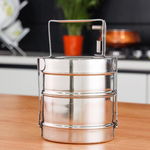 2-Layer Stainless Steel Containers with Locking Clip - Tiffin Lunch Box