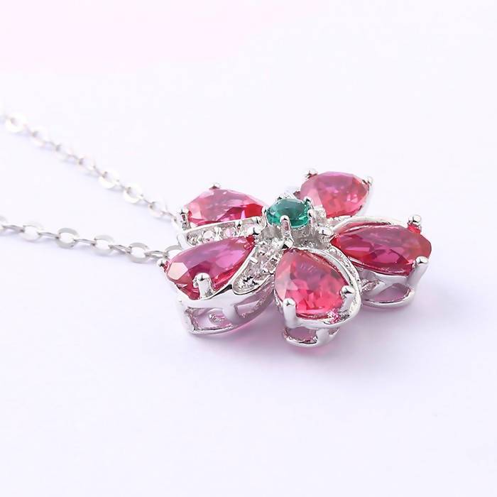 925 Sterling Silver Necklace with Ruby Stone
