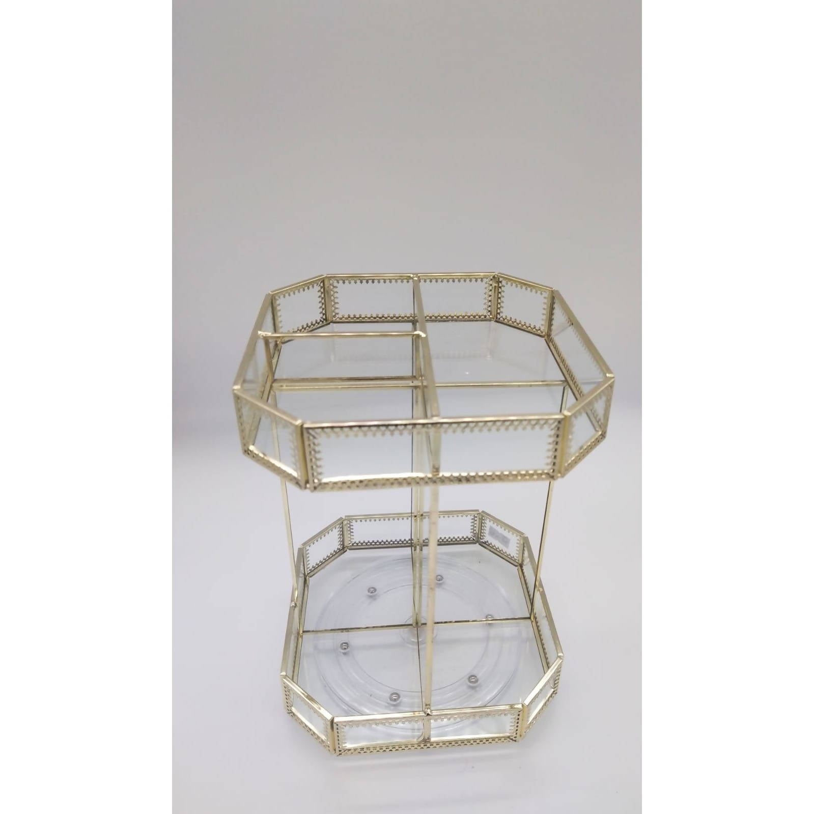 Acrylic Gold and Transparent Rotating Makeup Organizer