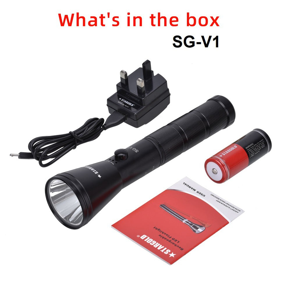 StarGold Heavy Duty Water Resistant Rechargeable LED Flashlight