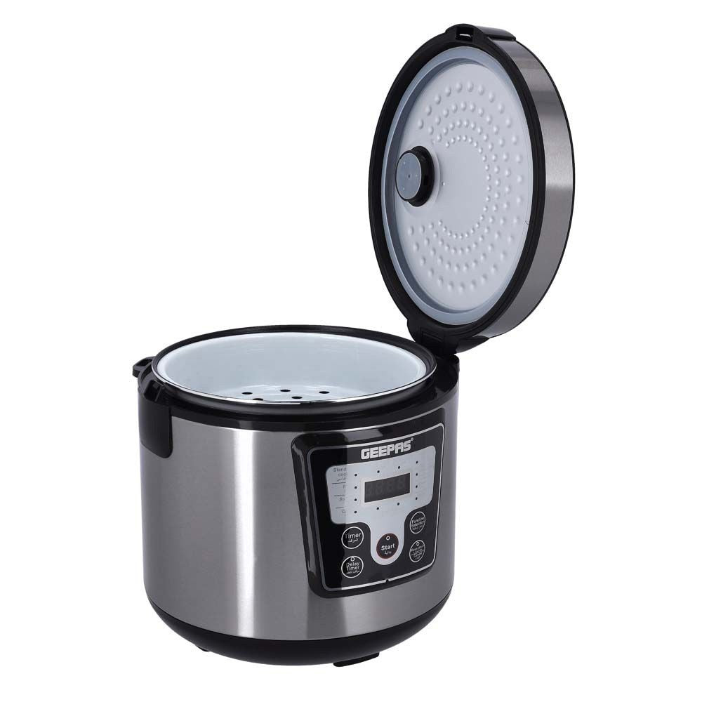 Geepas 1.8l Electric Pressure Cooker Silver With Black