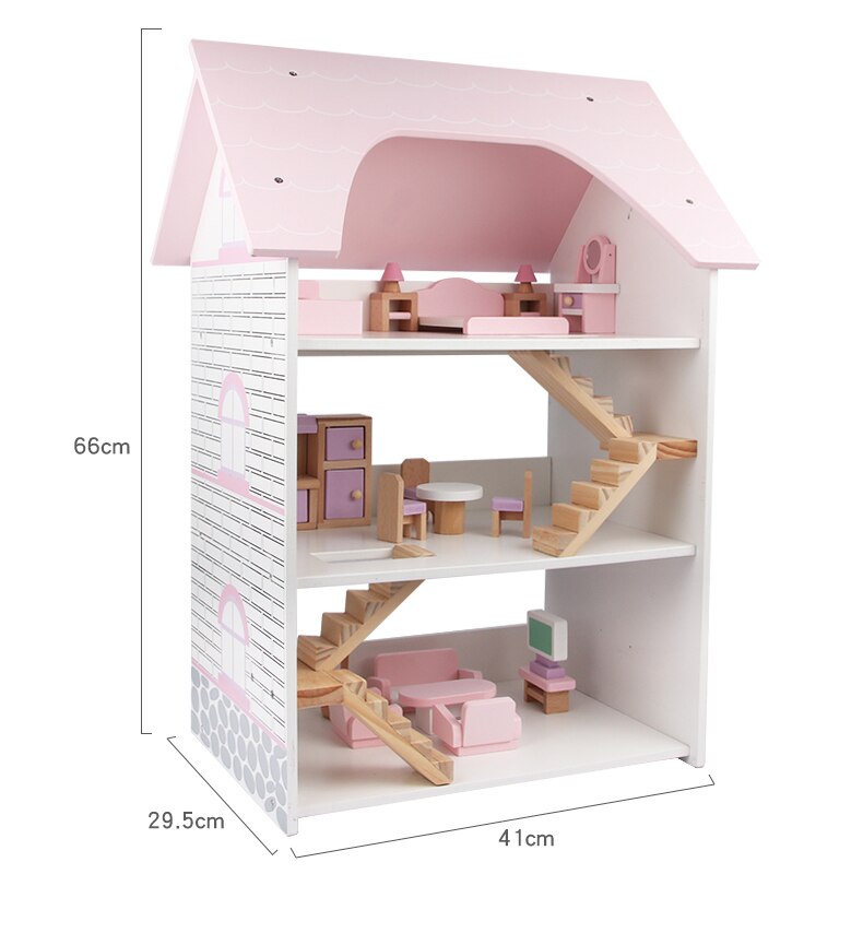 Big Size Doll House Furniture DIY 3D Wooden Dollhouse Toys Three-storey villa Cosplay