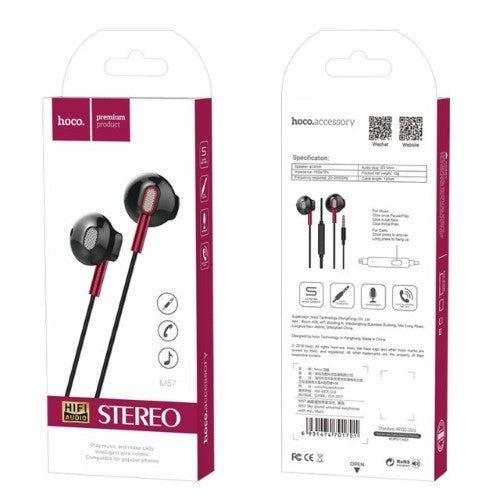 Hoco Wired Earphones With Mic Black