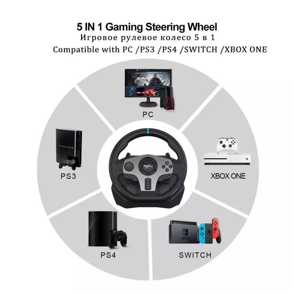 Gaming Steering Wheel For PXN V9 Volante PC Gaming Racing Wheel For PS4/Xbox One/Android TV/Nintendo Switch/Xbox Series S/X