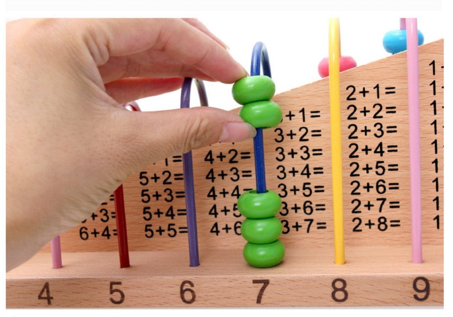 Beech Wood Abacus Bead Counting Frame 1 + 1 Calculation Arithmetical Frame Rack Abaci Calculatorb Math Toys