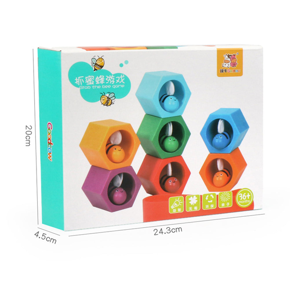 Wooden Beehive Board Clipping Bee Color Cognition Game Interactive Kids Toy