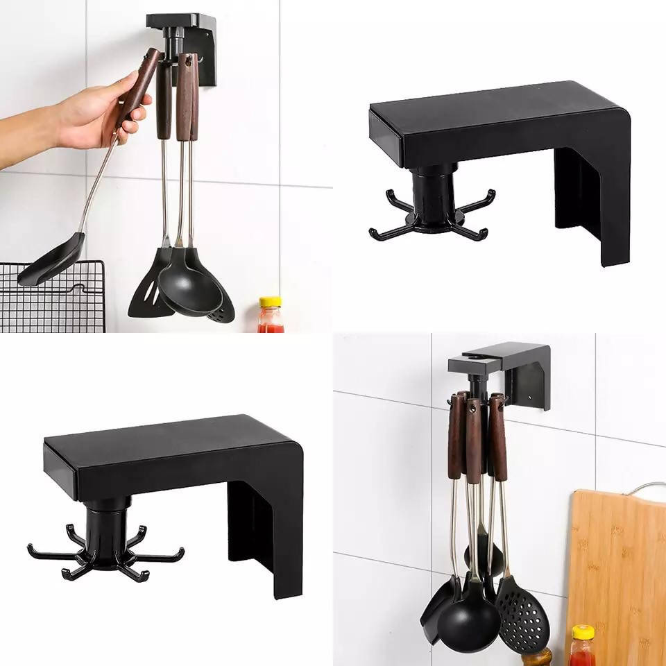 Wonderlife Creative new product can rotate 6 uniform kitchen cutlery hooks without punching