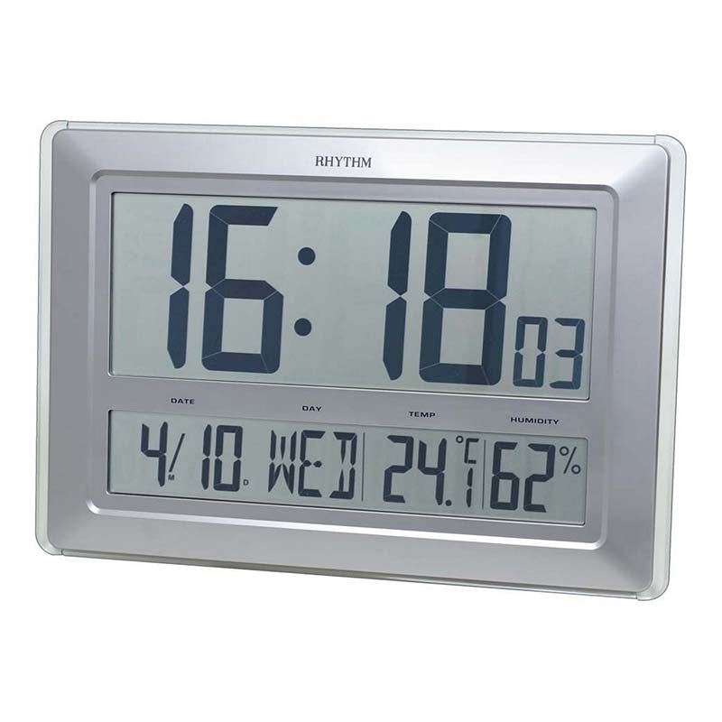 Rhythm Digital Wall Clock LCW015NR19 | Reliable Timekeeping | Travel | Wake Up Routine | Snooze Function | Battery Operated | Portable | White Face | Halabh.com