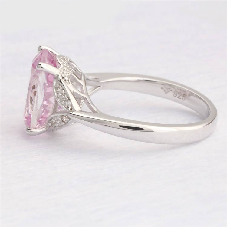 925 Sterling Silver Ring with Lab Manufactured Pink Sapphire Stone