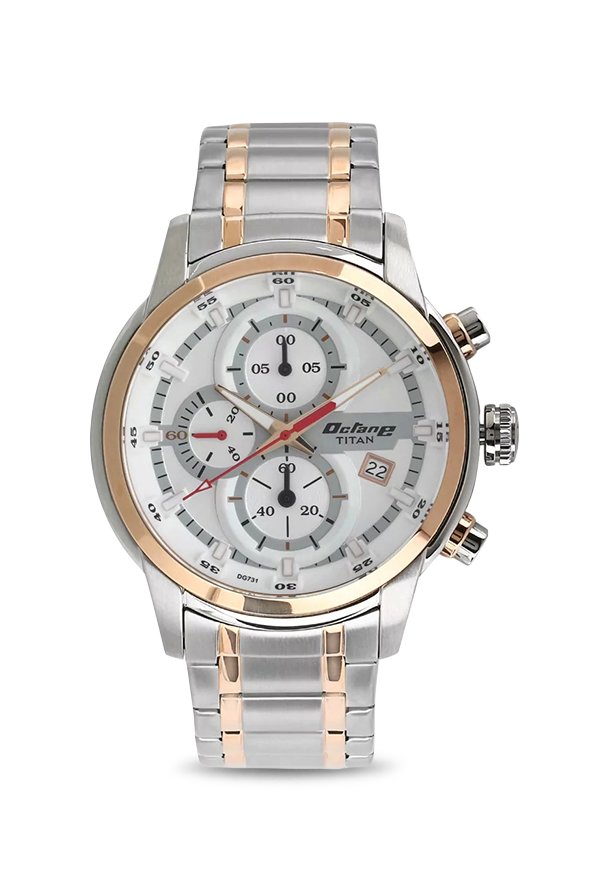Titan Octane Chronograph White Dial Stainless Steel Watch