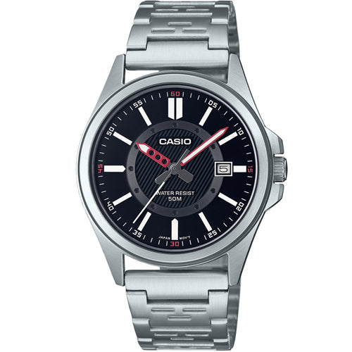 Casio MTP-E700D-1EVDF Men's Watch | Modern men's watch | Sleek black | Durable stainless steel  | 24-hour dial  | Scratch-resistant mineral crystal | Water-resistant | Halabh