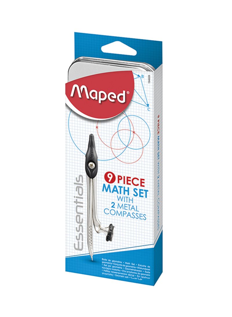 Maped 9 Piece Mathe Essentials Geometry Set  MD 194609
