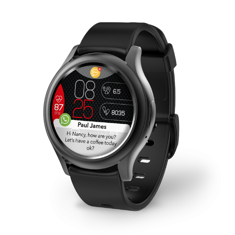 MyKronoz ZEROUND3 Smart Watch – Black | Customizable Notifications | Music Control | Calendar | Weather Updates | Water-Resistant | Long Battery Life | Fitness | Style | Technology | Halabh.com