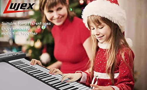 Lujex Standard 88 Keys Portable Roll Up Piano for Kids Adults 88Keys White
