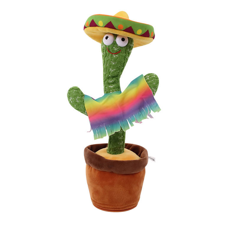 USB Rechargeable Dance Sing & Speck Repeating Cactus With LED Lights