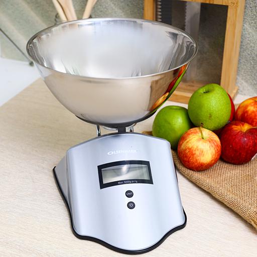Olsenmark Stainless Steel Digital Kitchen Scale with Bowl