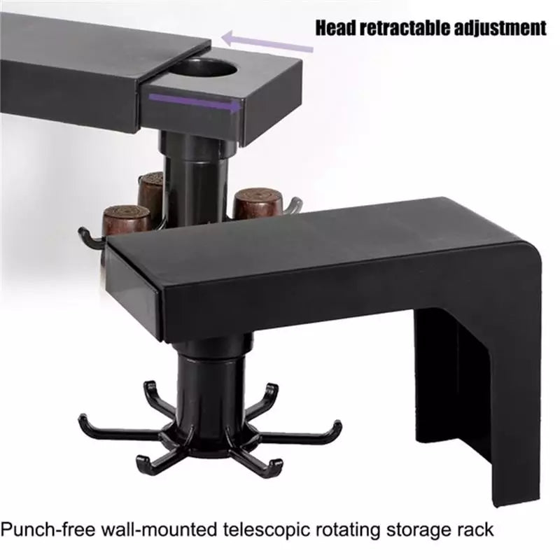 Punch Free Wall Mounted Telescopic Rotating Storage Rack