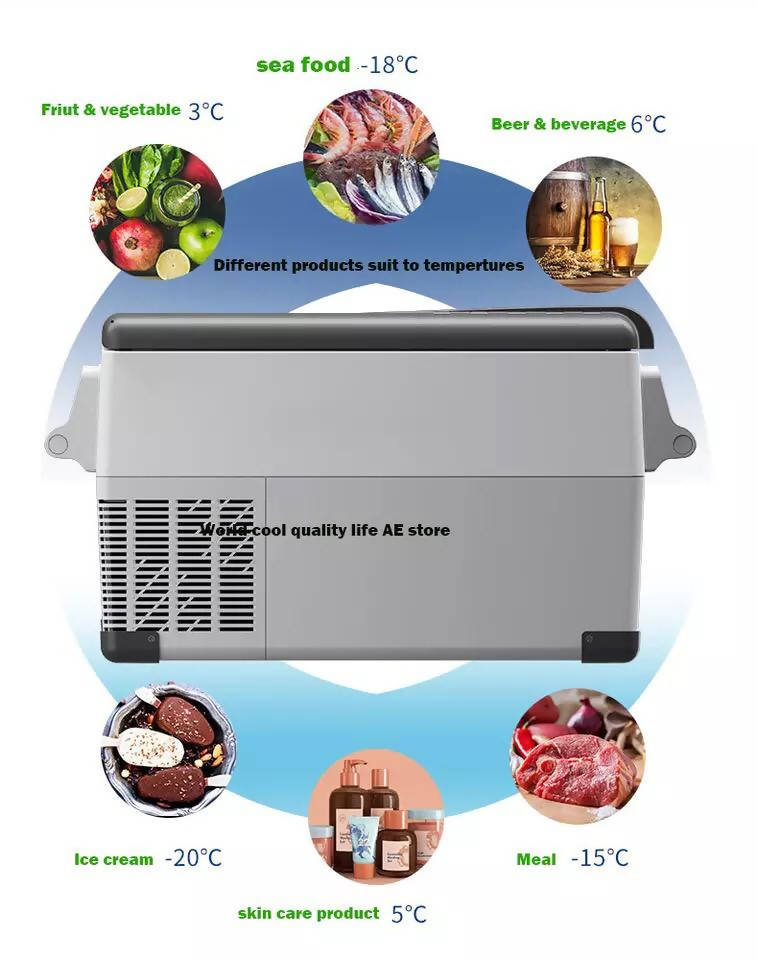 55L Car Refrigerator 12V Compressor Portable Freezer Cooler Fridge Quick Refrigeration Home Outdoor Picnic Cool