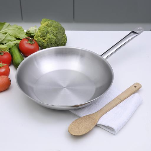 Royalford RF10130 24cm Stainless Steel Fry Pan, Strong Handle