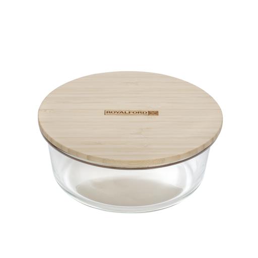 Royalford RF10325 Round Glass Food Container with Bamboo Lid
