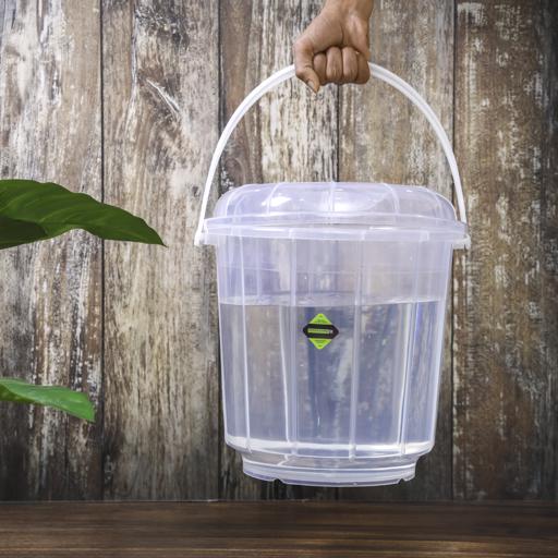 Royalford RF10694 Transparent Bucket with Lid, 20L Plastic Bucket